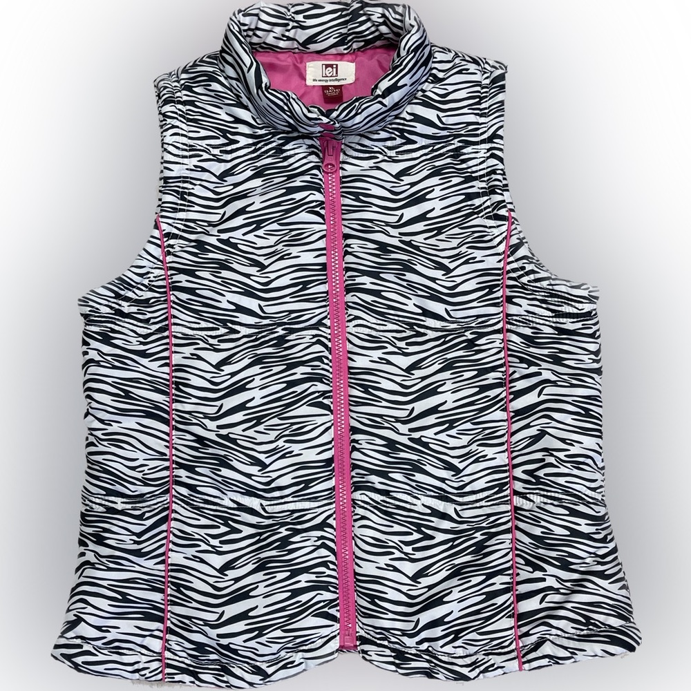 L.E.I kids zebra print puffer vest ( XL 14/16 ) like new